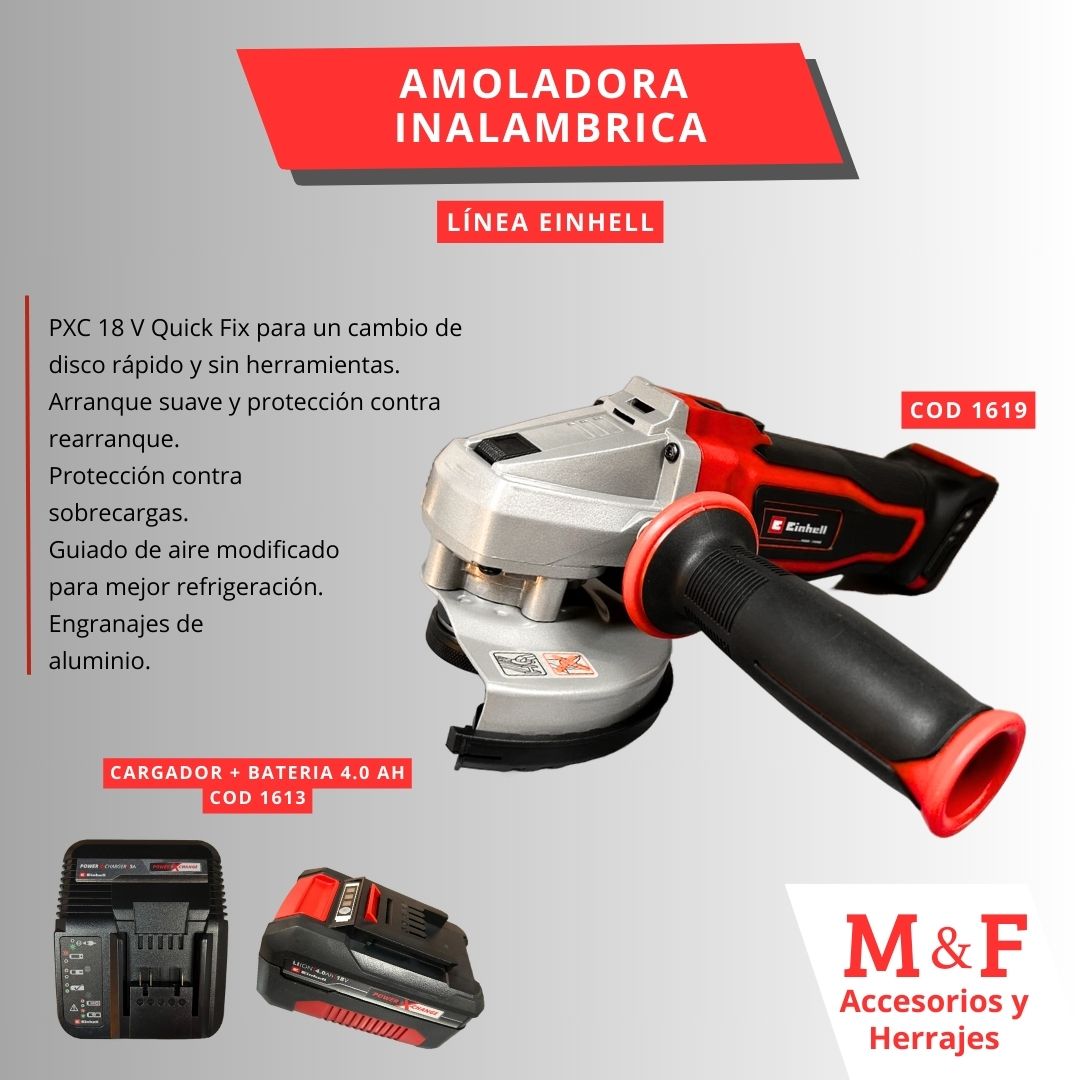 Amoladora Inalambrica 115 mm Einhell